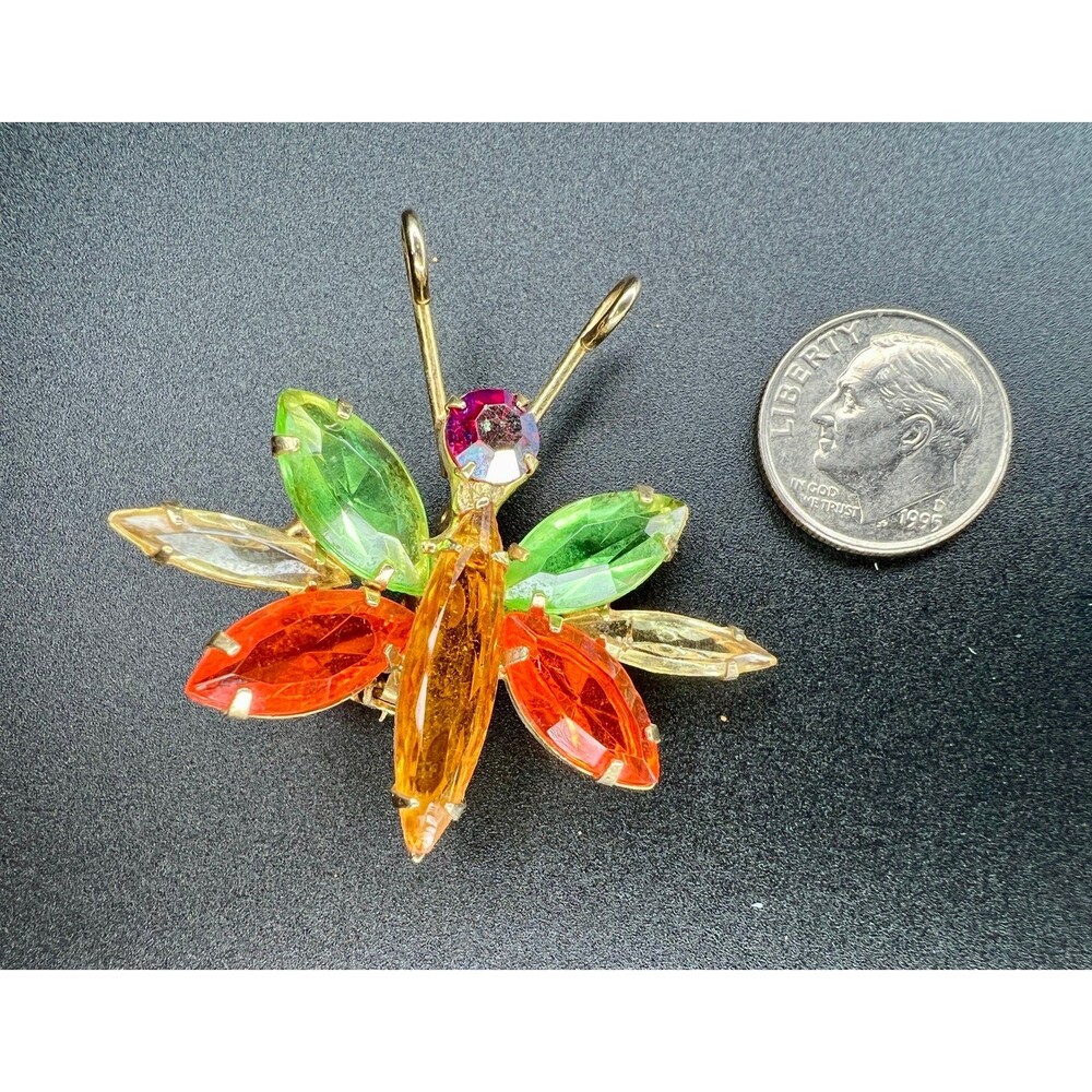 Ref No. 7170 Vintage Verified Juliana DeLizza & Elster Butterfly / Insect Brooch